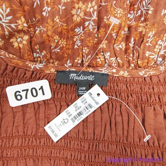 NEW Madewell Plus Harper Puff Sleeve Scoop Neck Lucie Midi Dress, 24W - Picture 13 of 16